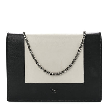 Celine Smooth Lambskin Frame Evening Chain Clutch Black White 1 of 10