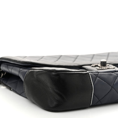 Chanel Calfskin Quilted Bi-Color Jumbo Flap Blue Black 9 of 11
