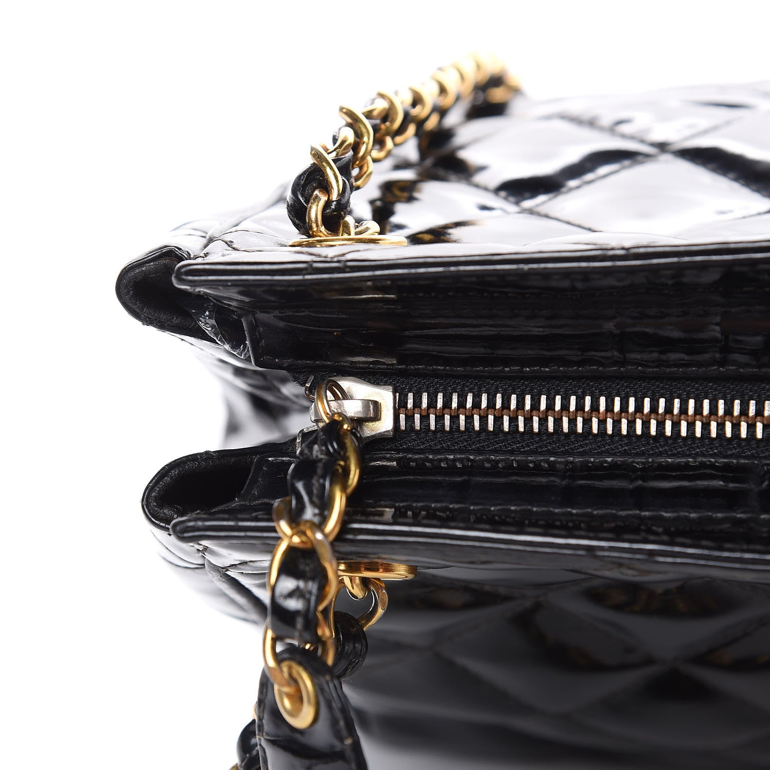 Chanel Patent Quilted CC Shoulder Bag Black 13 of 14