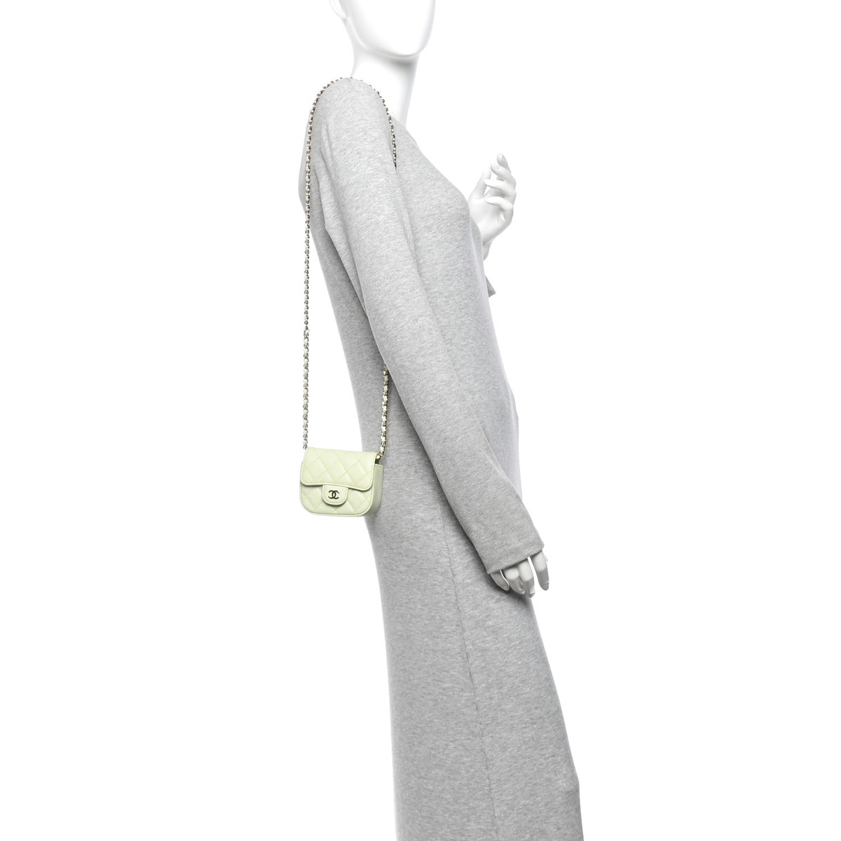 Chanel Caviar Quilted Mini Clutch With Chain Green 2 of 11