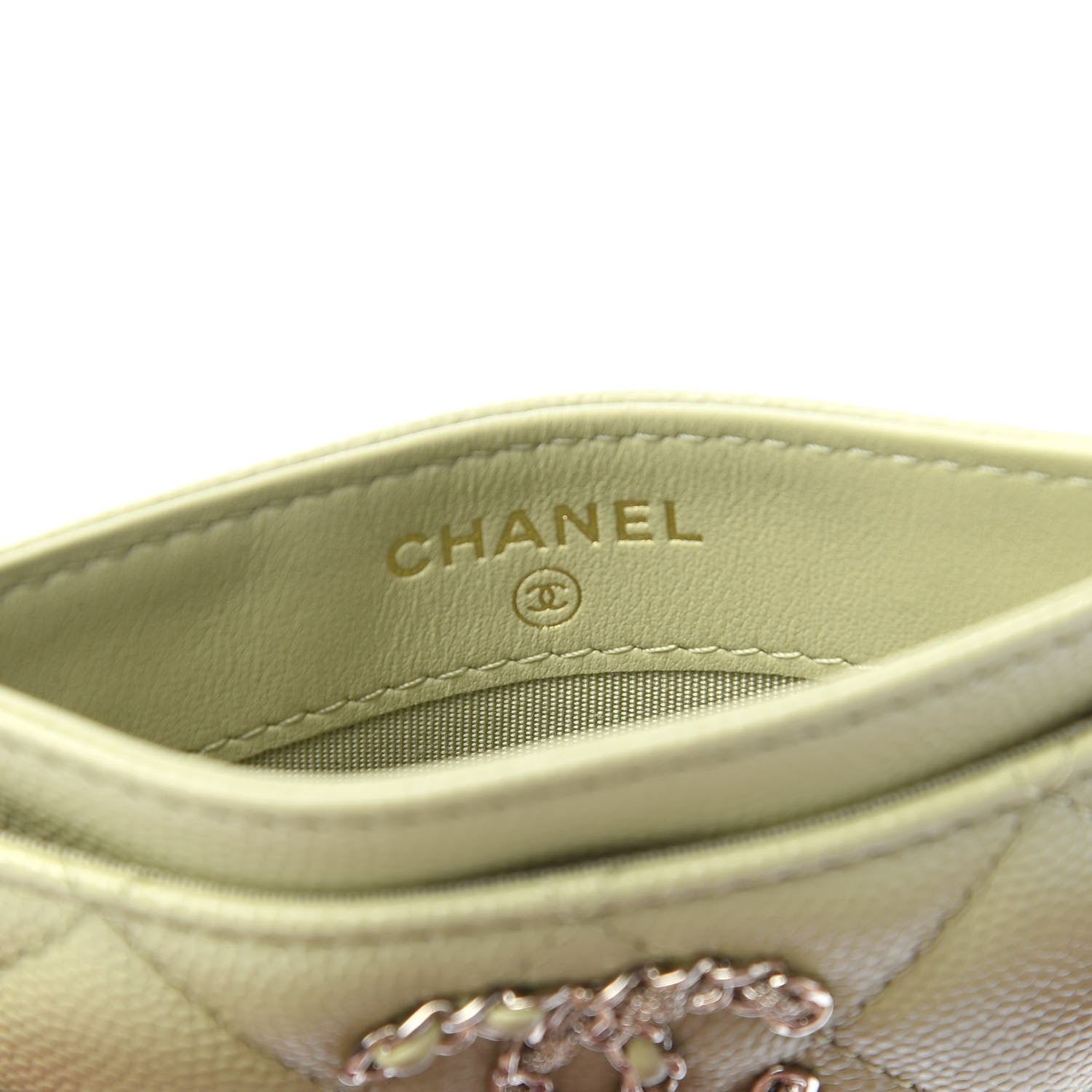 Chanel Caviar Quilted French New Wave Card Holder Light Green 6 of 9