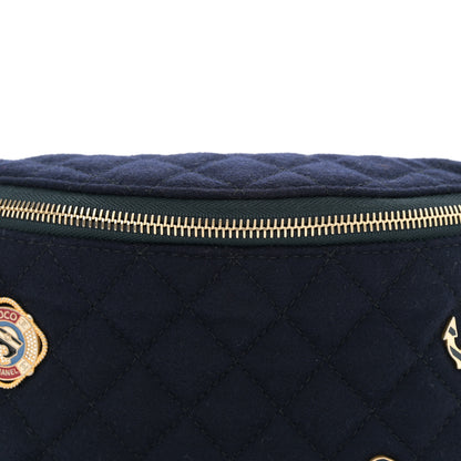 Chanel Wool Lambskin Quilted Paris Hamburg Charms Waist Bag Dark Navy 8 of 12