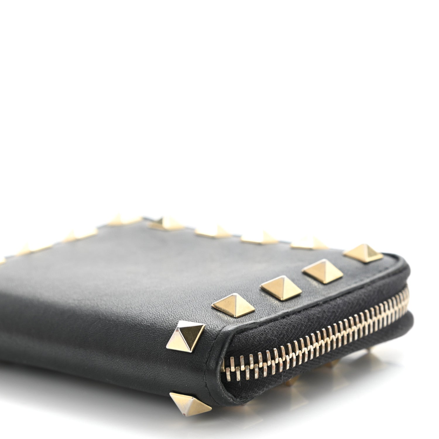 Valentino Garavani Vitello Rockstud Zip Around Card Holder Wallet Black 10 of 10