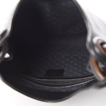 Gucci Calfskin Whipstitch Wooden Handle Small Hobo Black 5 of 11