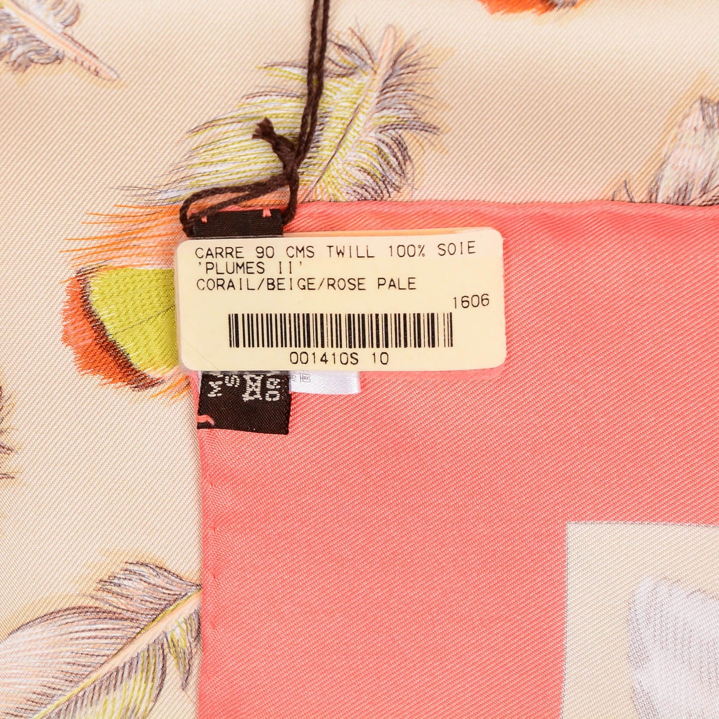 Silk Plumes II Scarf 90 Corail Beige Rose Pale