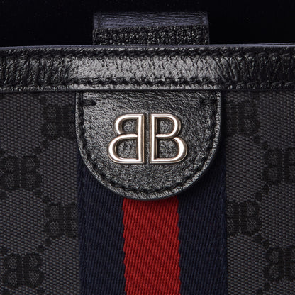 Gucci X BALENCIAGA BB Monogram Web Graffiti Medium Ophidia Shopping Tote Black 8 of 11