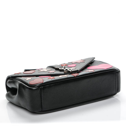 Saint Laurent Calfskin Medium Heart Patchwork Monogram Chain Wallet Black 4 of 8