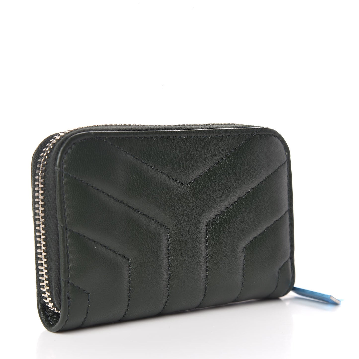 Lambskin Y Quilted Monogram LouLou Zip Coin Purse New Vert Fonce
