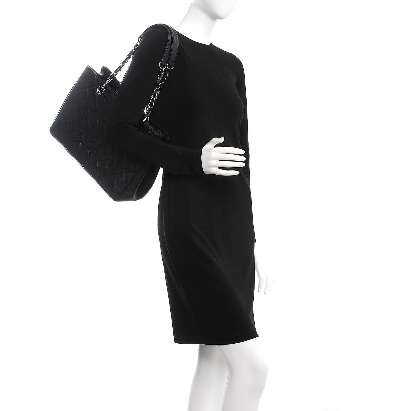 Caviar Quilted Grand Shopping Tote GST Black
