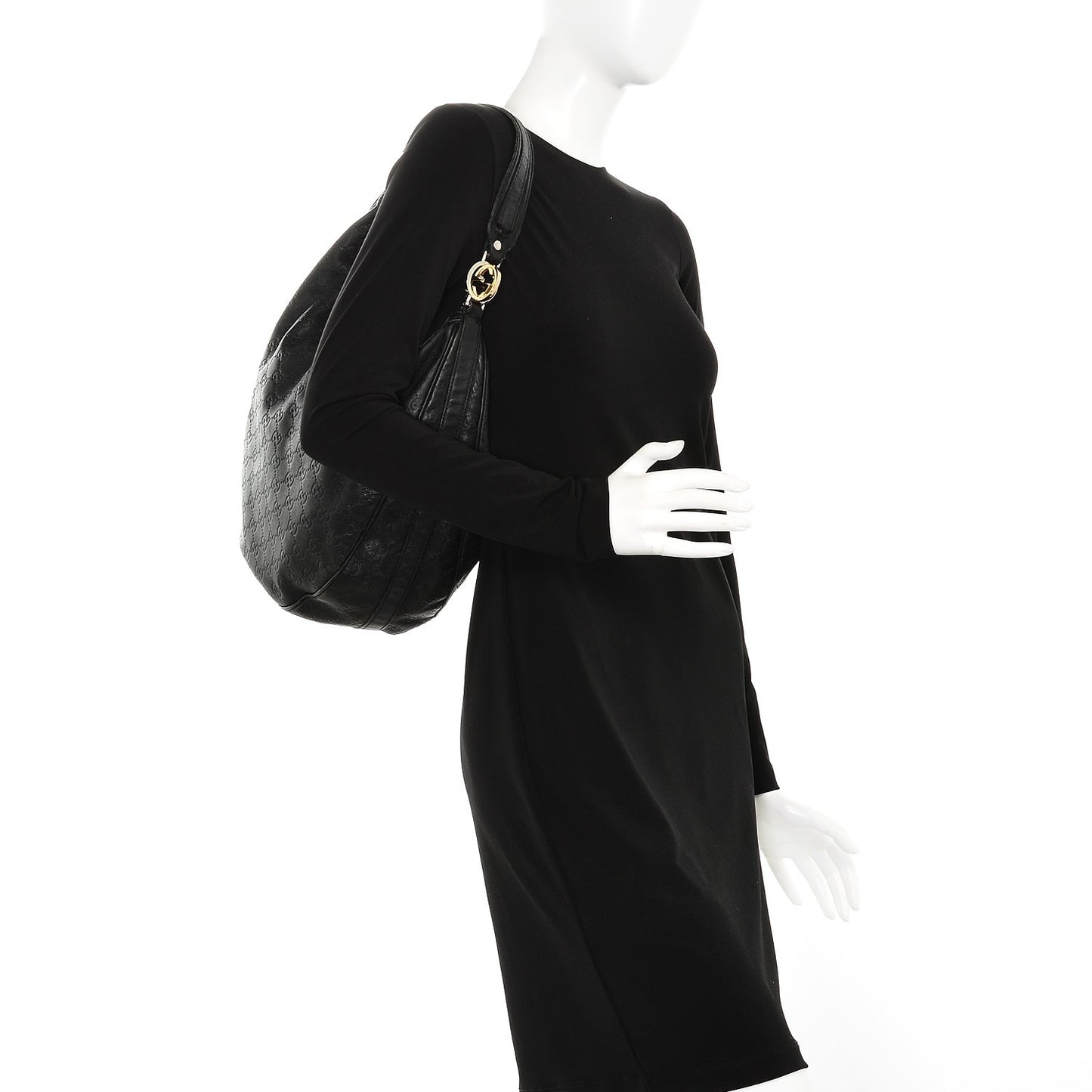 Guccissima Large GG Twins Hobo Black