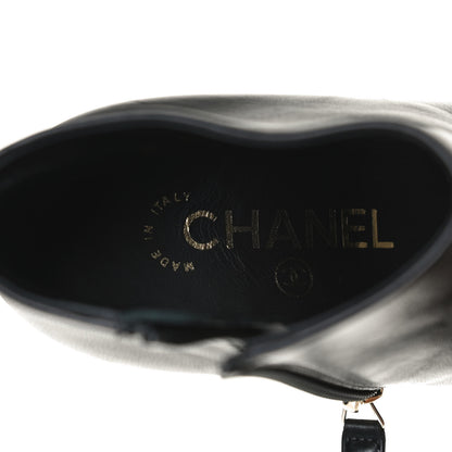 Chanel Lambskin Grossgrain Pearl Cap Toe Boots 35 Black 11 of 14