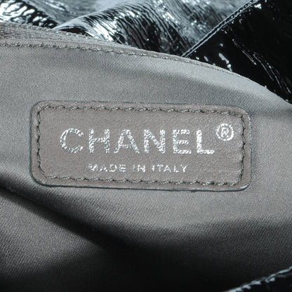 Chanel Vinyl Graphic Edge Accordion Flap Bag Black 5 of 8