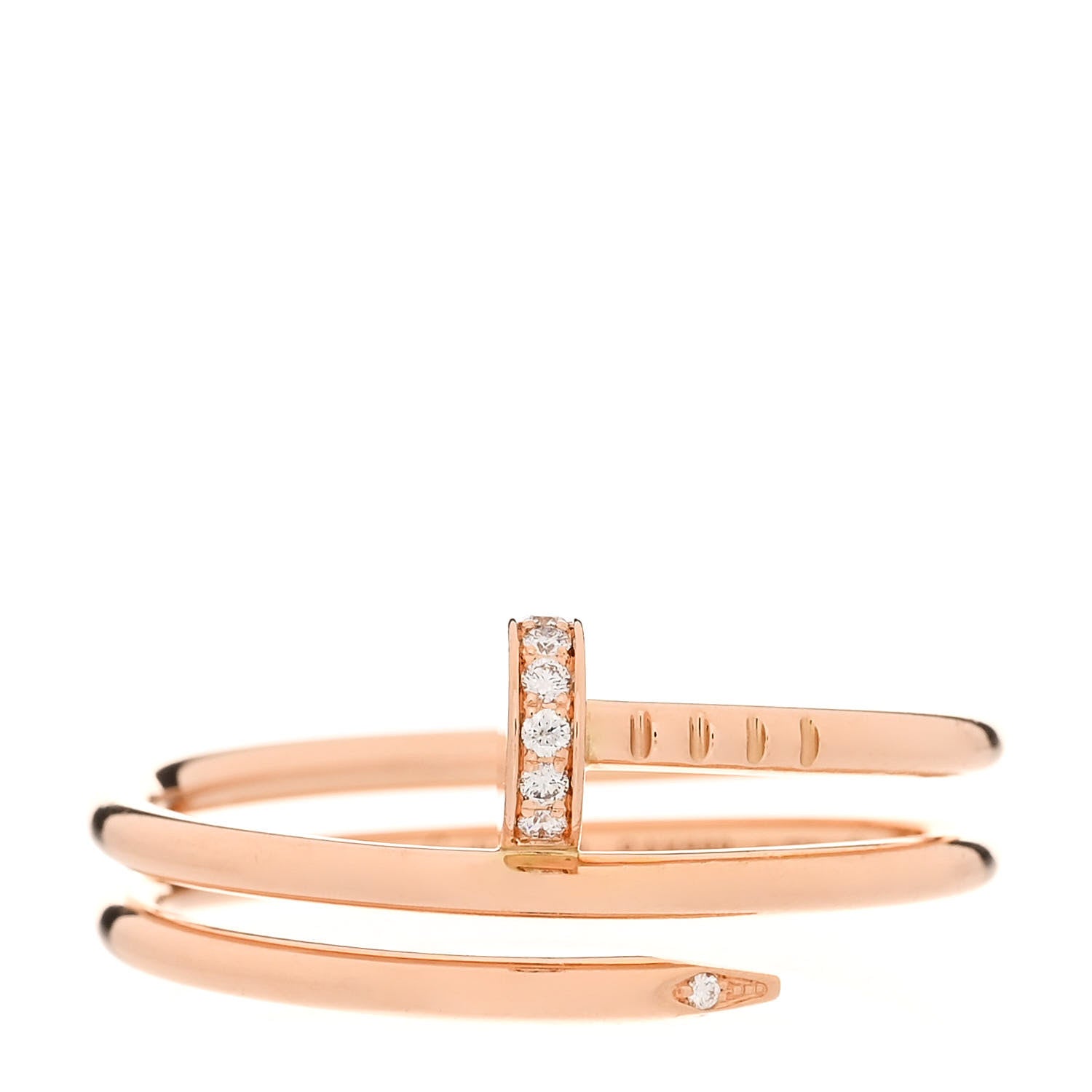 Cartier 18K Pink Gold Diamond Double Juste Un Clou Ring 58 8.25 1 of 6