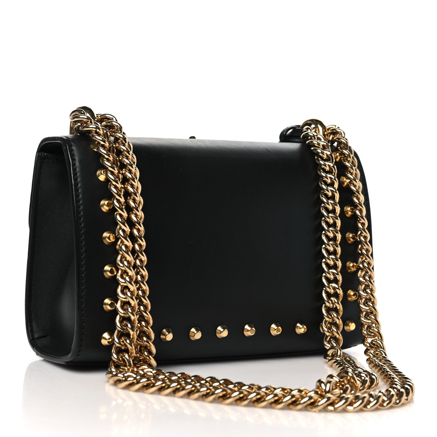 Gucci Calfskin Studded Small Padlock Shoulder Bag Black 2 of 9