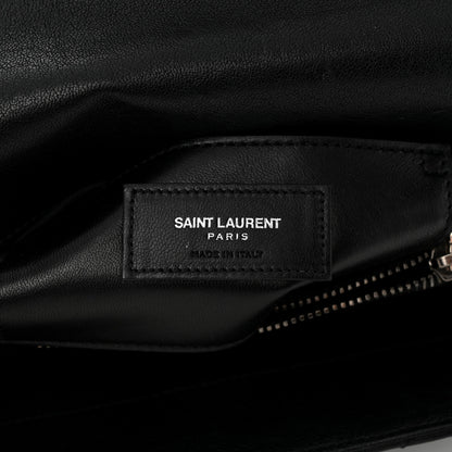 Saint Laurent Sheepskin Matelasse Chevron Monogram Medium College Bag Black 6 of 11