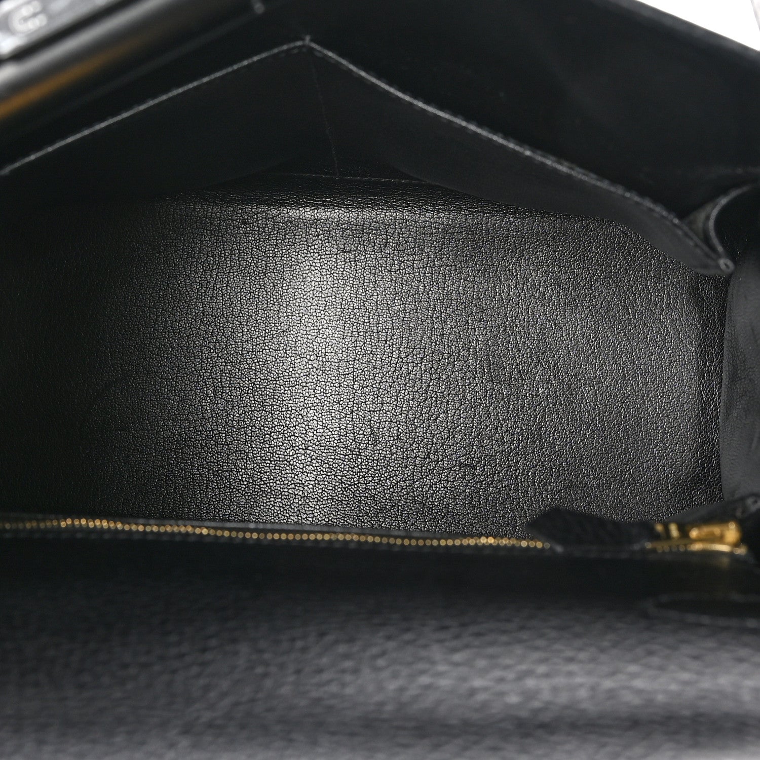 Hermes Taurillon Clemence Kelly Retourne 28 Black 4 of 9