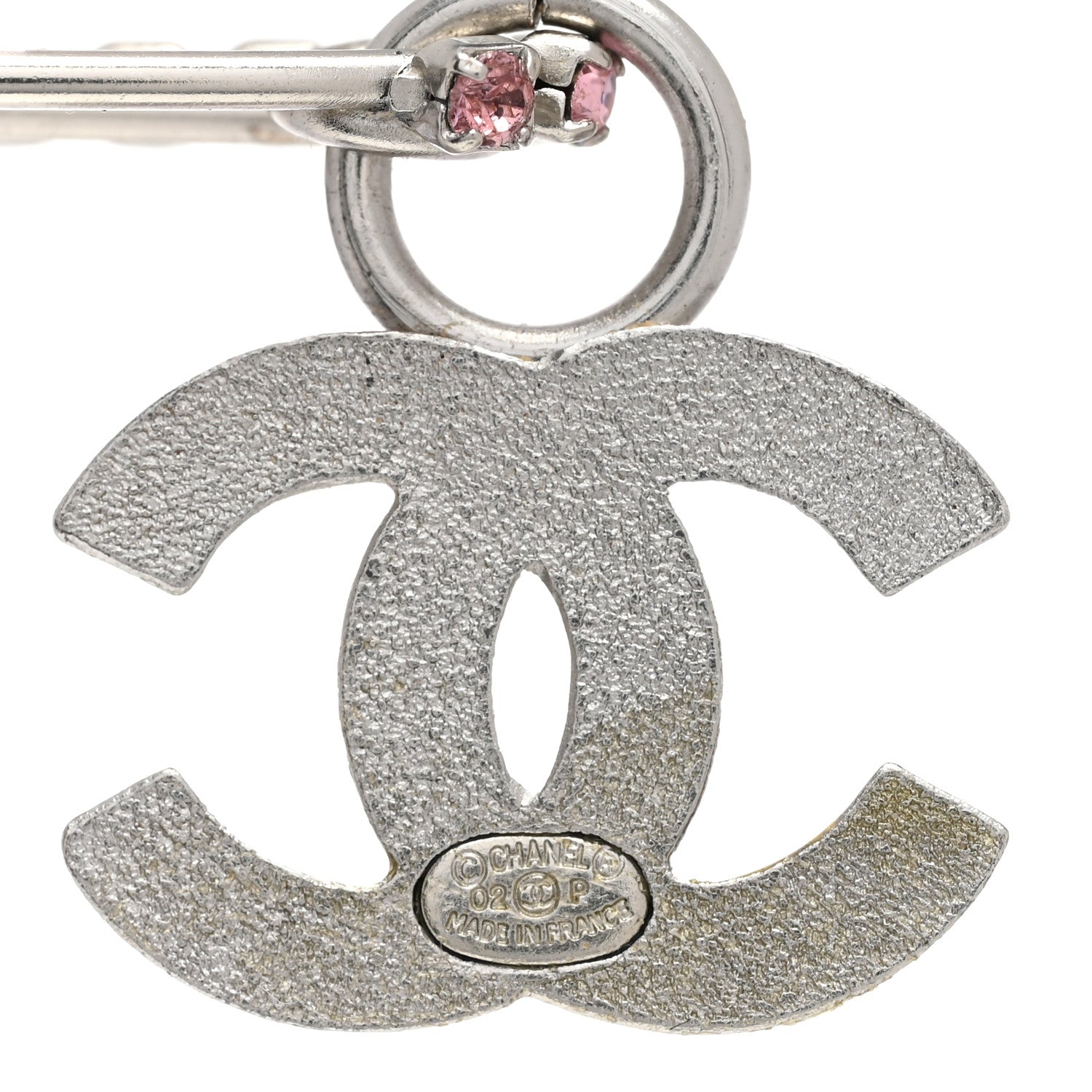 Chanel Crystal CC Safety Pin Brooch Gold Pink 4 of 7