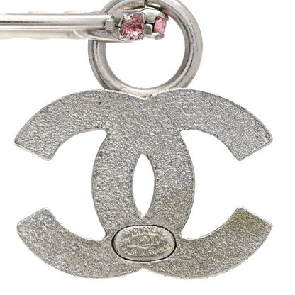 Chanel Crystal CC Safety Pin Brooch Gold Pink 4 of 7