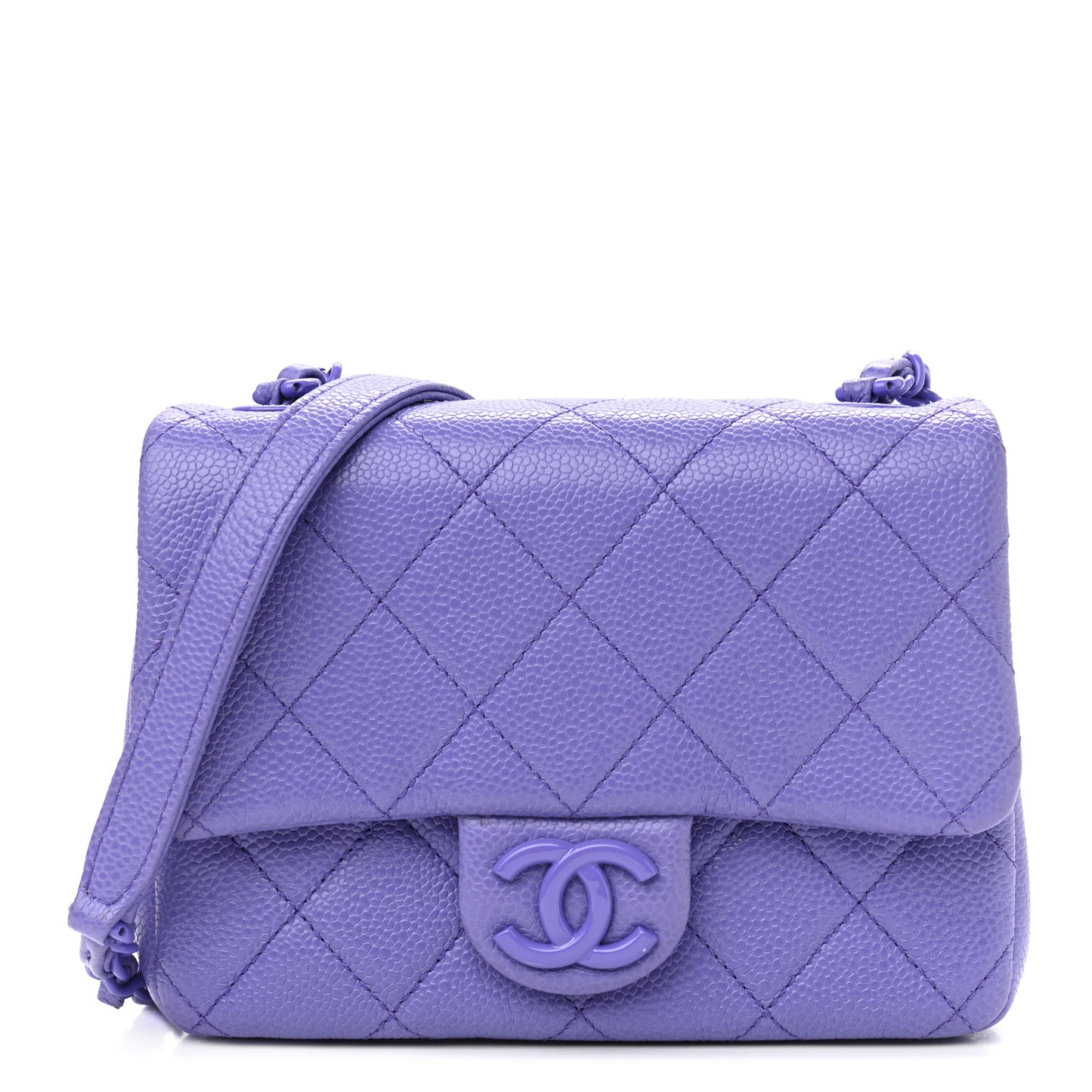 Caviar Quilted Incognito Mini Square Flap Purple