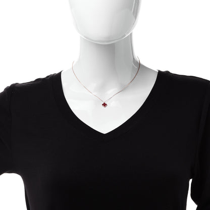 Van Cleef & Arpels 18K Rose Gold Carnelian Sweet Alhambra Pendant Necklace 2 of 7