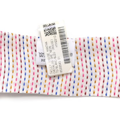 Hermes Silk Chevaloscope Neon Twilly White Bleu Rouge 4 of 4