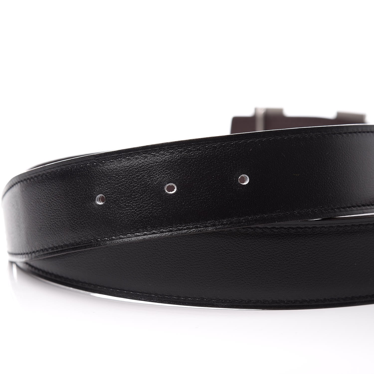 Hermes Box Togo 32mm H Belt 80 Black Chocolate 5 of 6