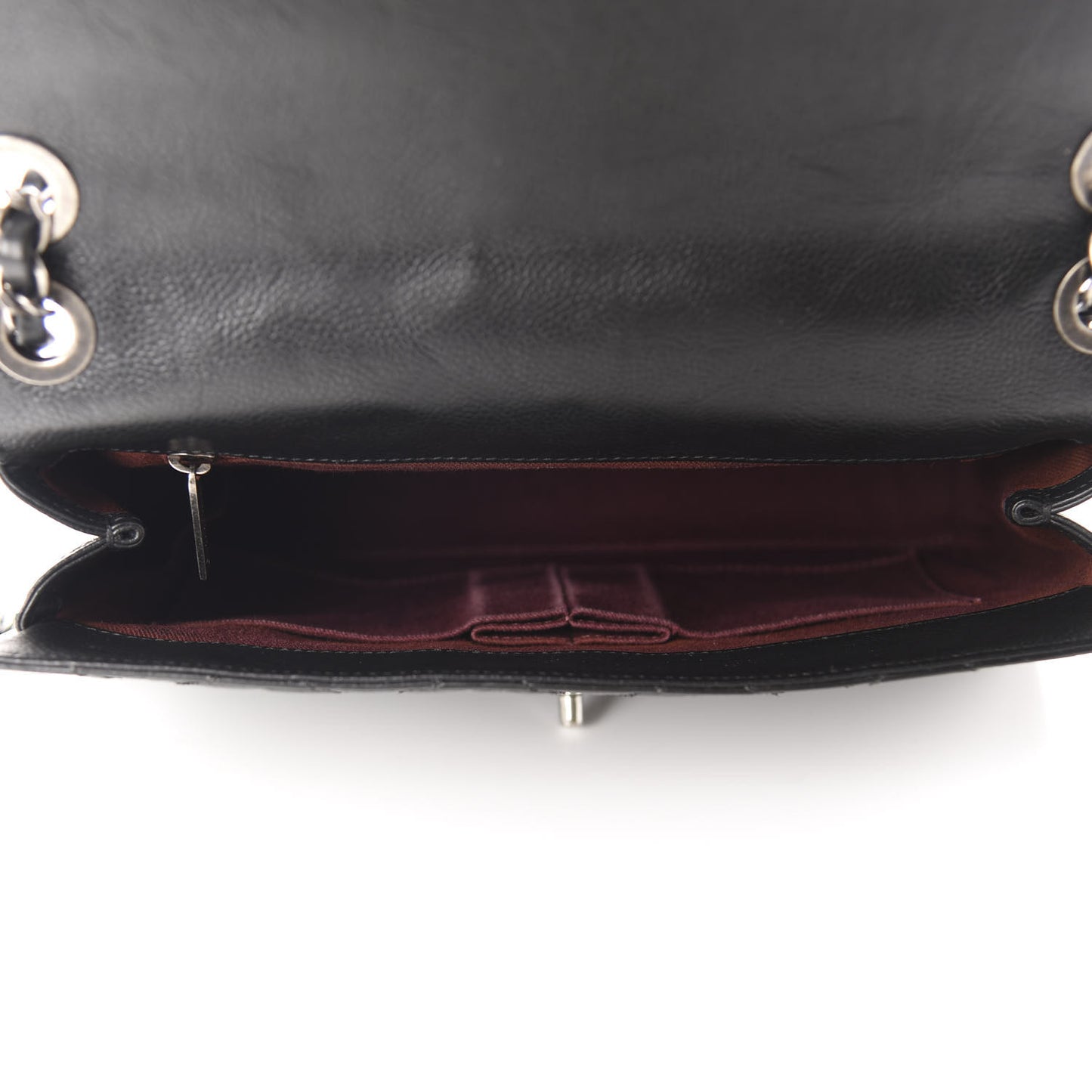 Crumpled Grained Calfskin Medium CC Crave Flap Black