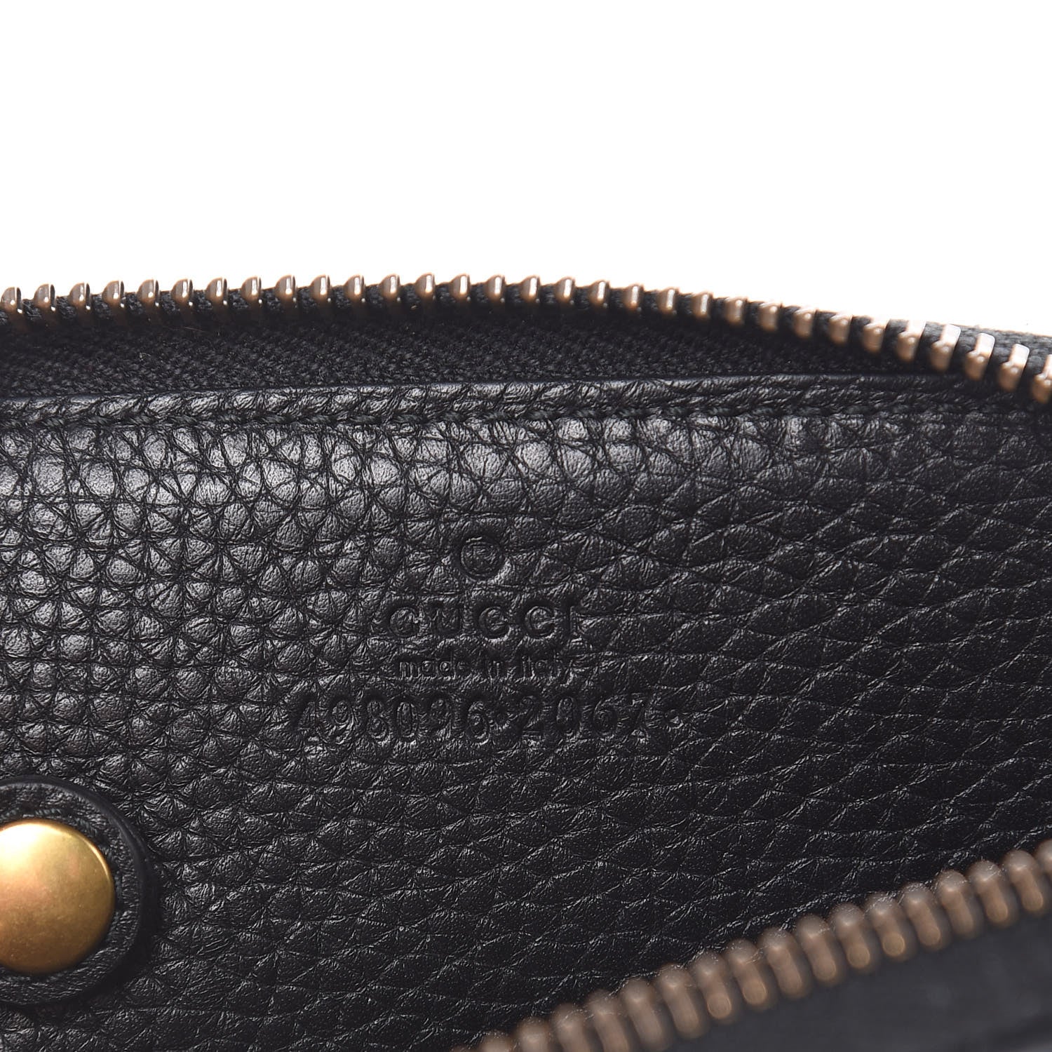 Gucci Pebbled Calfskin Blind For Love Animalier Zip Around Key Case Black 6 of 8