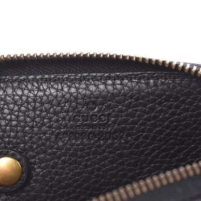 Gucci Pebbled Calfskin Blind For Love Animalier Zip Around Key Case Black 6 of 8