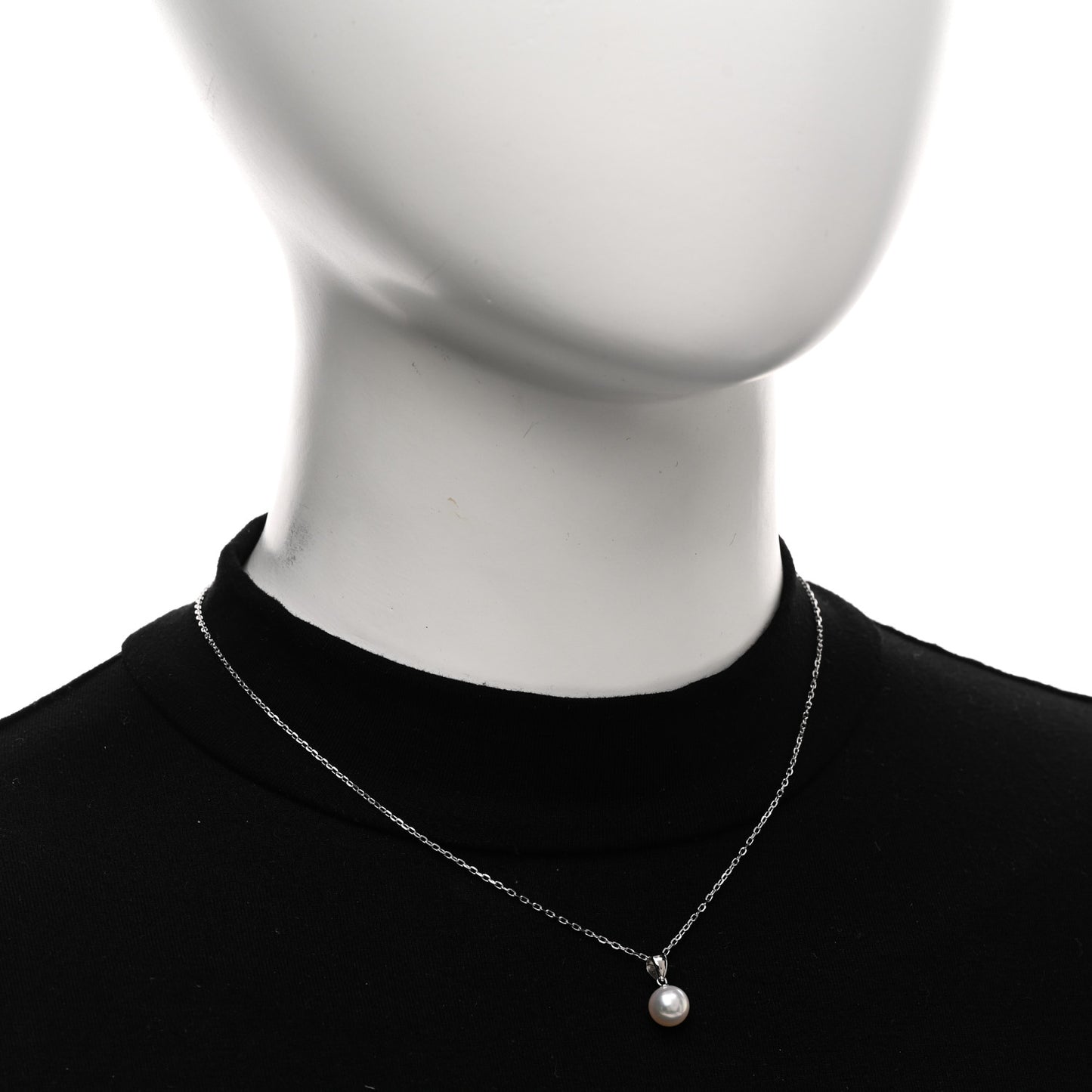 18K White Gold Akoya Pearl 7.5mm Pendant Necklace