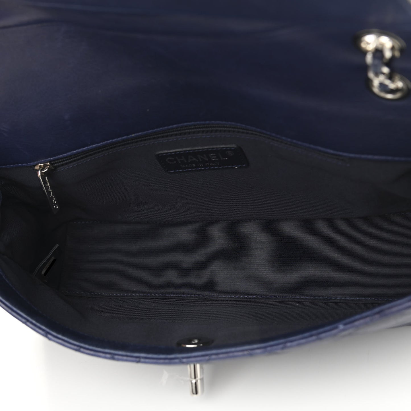 Lambskin Quilted Flap Shoulder Bag Navy Blue