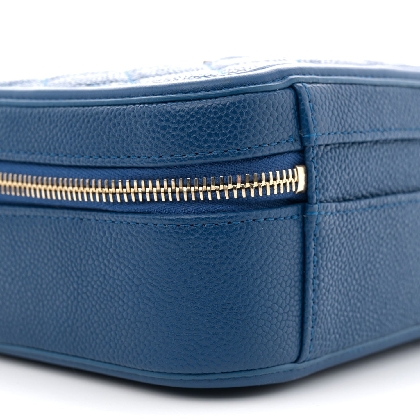 Caviar Quilted Medium CC Filigree Vanity Case Dark Blue