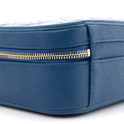 Chanel Caviar Quilted Medium CC Filigree Vanity Case Dark Blue 10 of 11