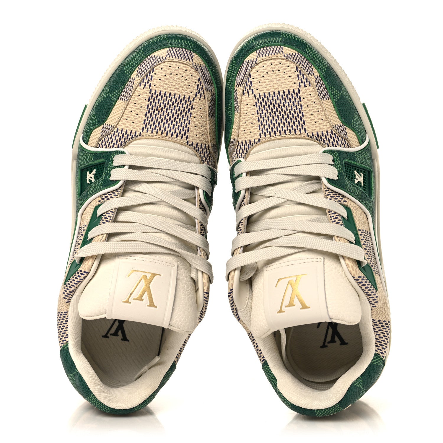 Louis Vuitton Damier Grained Calfskin Monogram Mens LV Trainer Sneakers 4 Green 2 of 8
