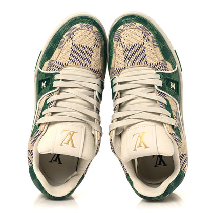 Louis Vuitton Damier Grained Calfskin Monogram Mens LV Trainer Sneakers 4 Green 2 of 8