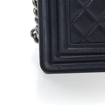 Chanel Calfskin Quilted Medium Boy Flap Dark Navy 9 of 11