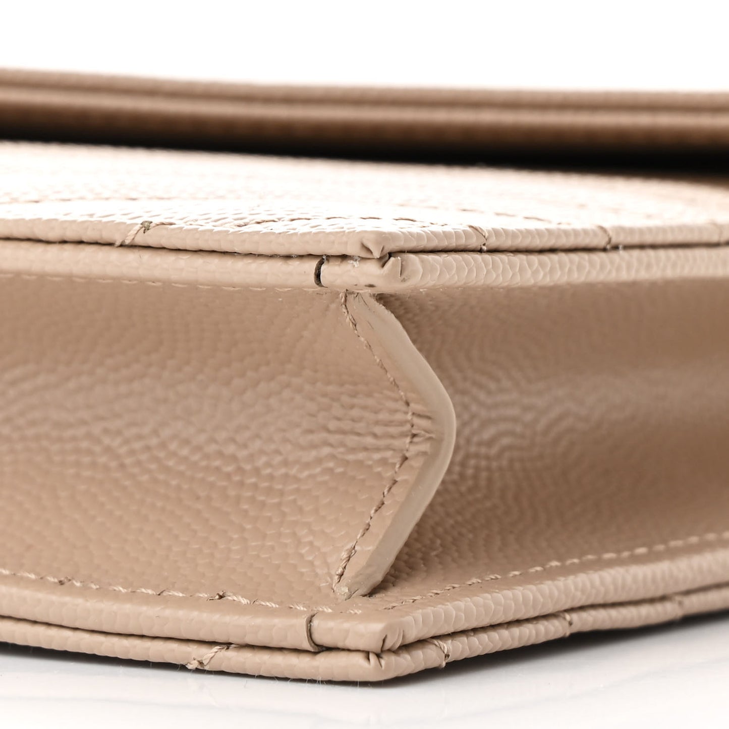 Grain De Poudre Matelasse Chevron Monogram Envelope Chain Wallet Dark Beige