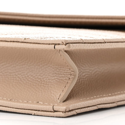 Saint Laurent Grain De Poudre Matelasse Chevron Monogram Envelope Chain Wallet Dark Beige 11 of 11