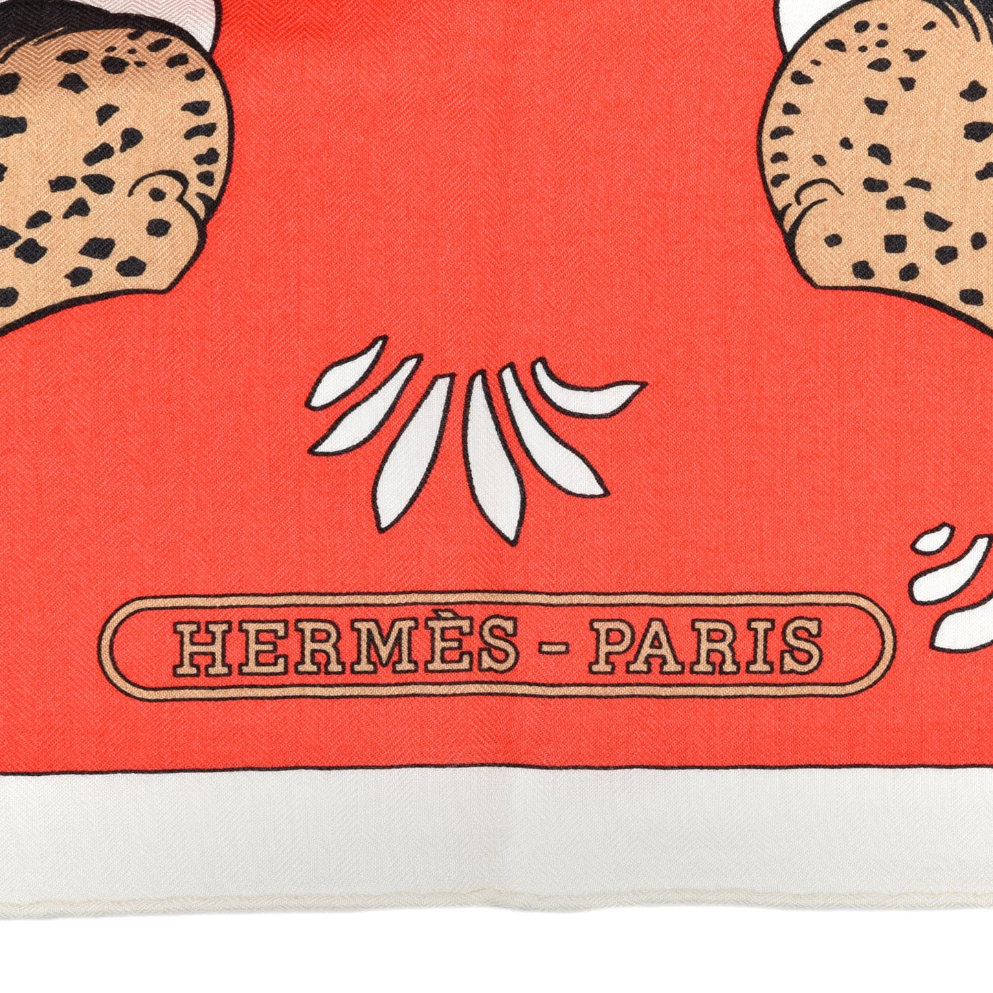 Silk Cashmere Les Leopards Shawl 140 Grenadine White Camel