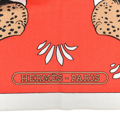 Hermes Silk Cashmere Les Leopards Shawl 140 Grenadine White Camel 2 of 4