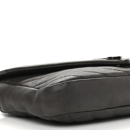 Saint Laurent Sheepskin Matelasse Chevron Monogram College Chain Wallet Coal 8 of 13