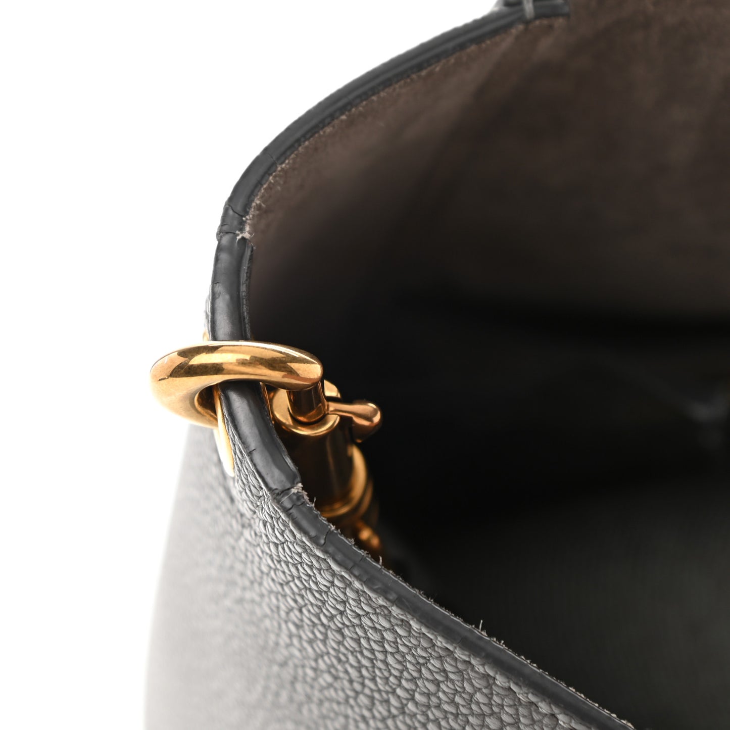 Soft Grained Calfskin Small Sangle Bucket Bag Grey