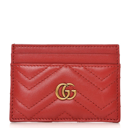 Gucci Calfskin Matelasse GG Marmont Card Holder Hibiscus Red 1 of 8