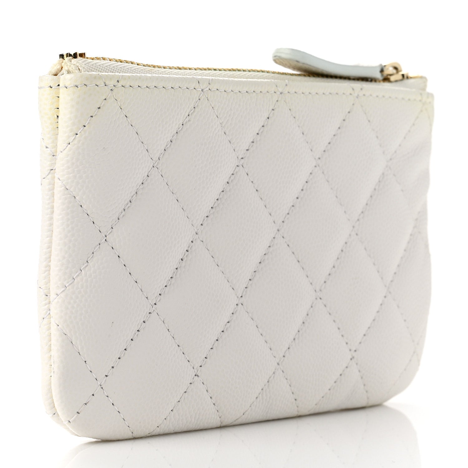 Chanel Caviar Quilted Small Cosmetic Case White 3 of 9
