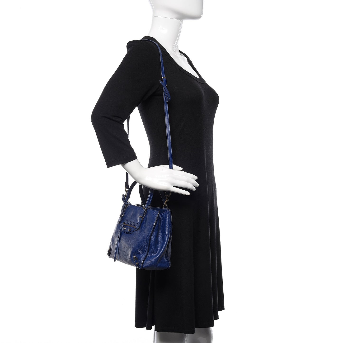 Calfskin Papier Mini A4 Tote Bleu Mineral