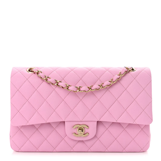 Caviar Quilted Medium Double Flap Lilac