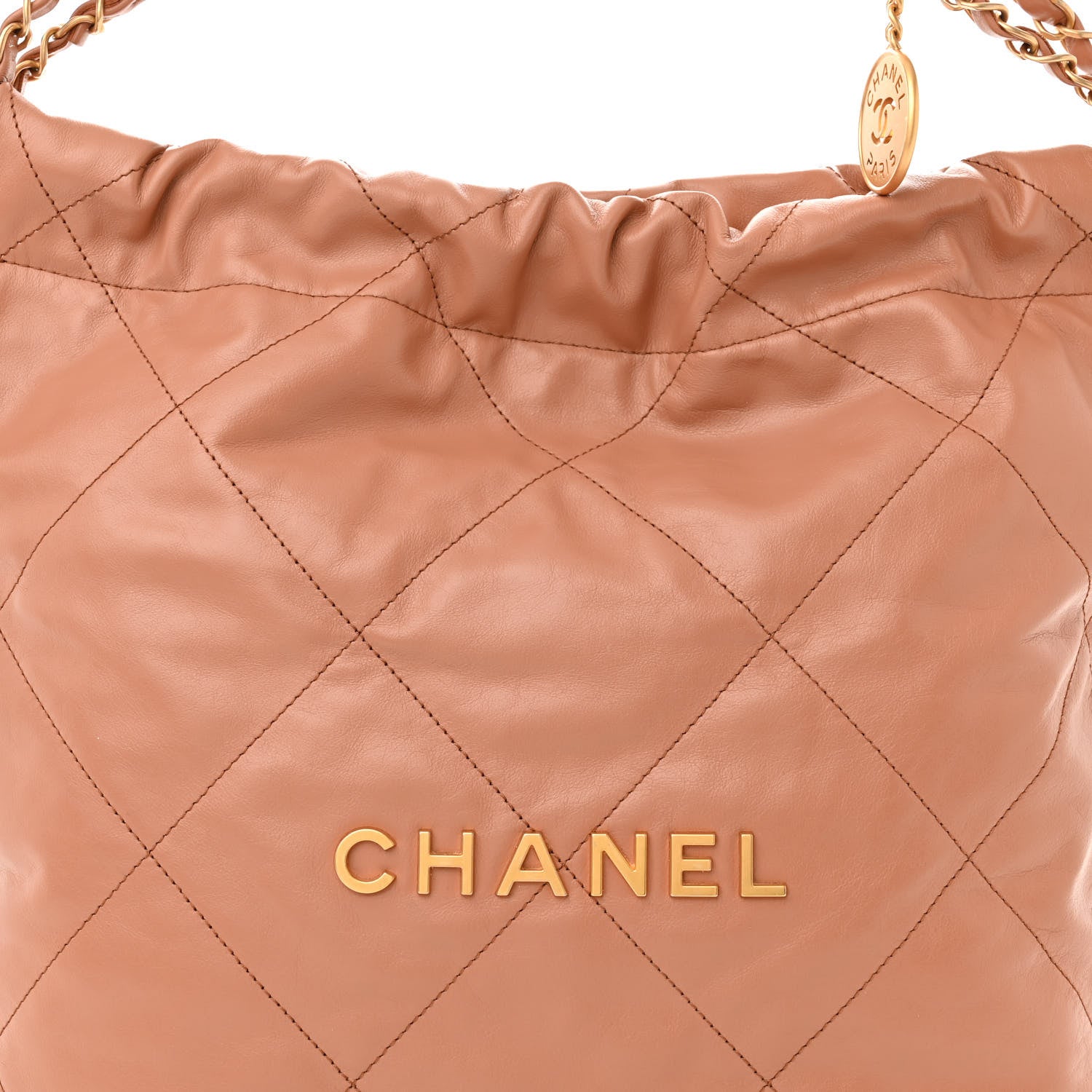 Chanel Shiny Calfskin Quilted Small Chanel 22 Camel 10 of 13