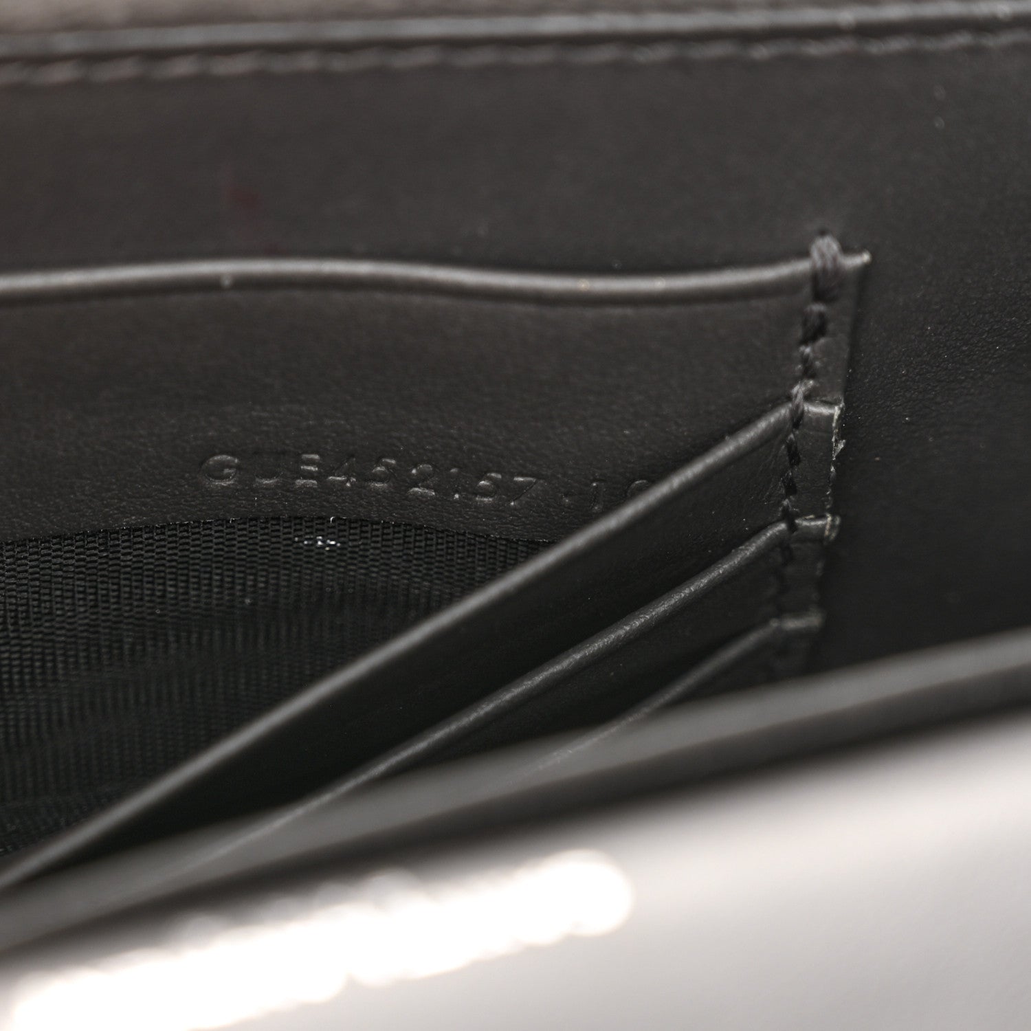 Saint Laurent Calfskin Crocodile Embossed Monogram Sunset Chain Wallet Graphite 7 of 12