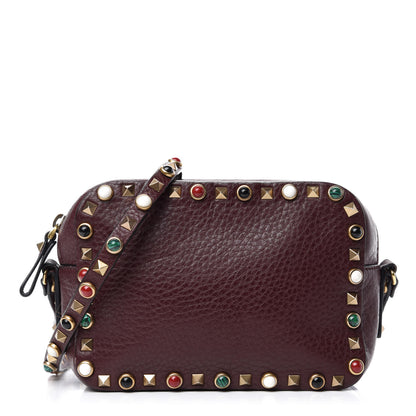 Valentino Garavani Pebbled Calfskin Rockstud Rolling Camera Bag Rubin 1 of 9