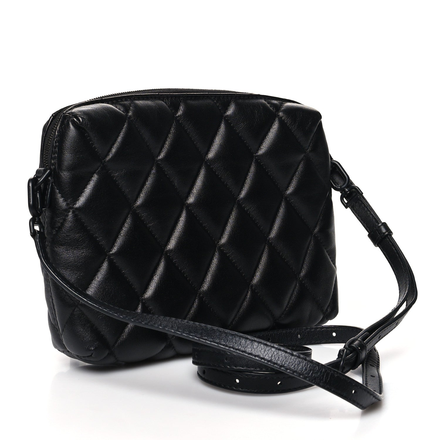 Balenciaga Nappa Calfskin Quilted Touch B Camera Shoulder Bag Black 3 of 11